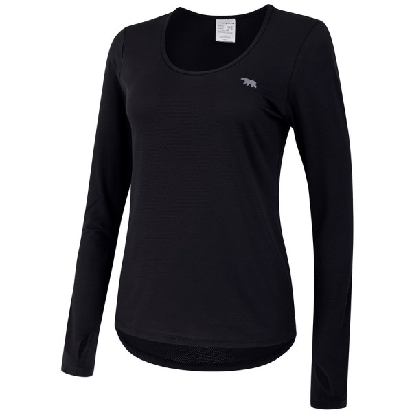 Running Bare Warm Down Marathon Womens Long Sleeve Training T-Shirt - Black