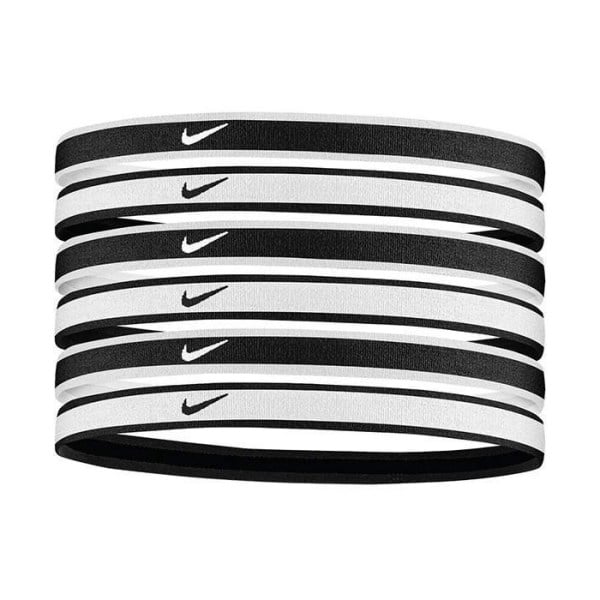 Nike Tipped Swoosh Sport Headbands - 6 Pack - White/Black