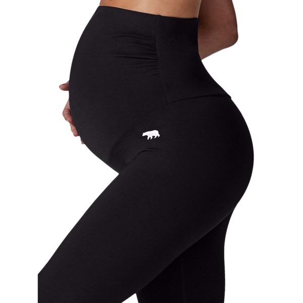 Running Bare Womens Maternity Full Length Training Tights - Black
