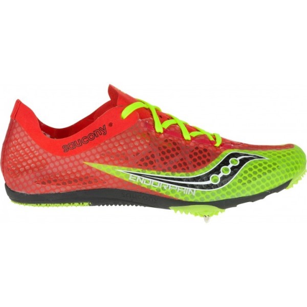Saucony Endorphin - Mens Middle Distance Track Spikes - Red/Black/Citron