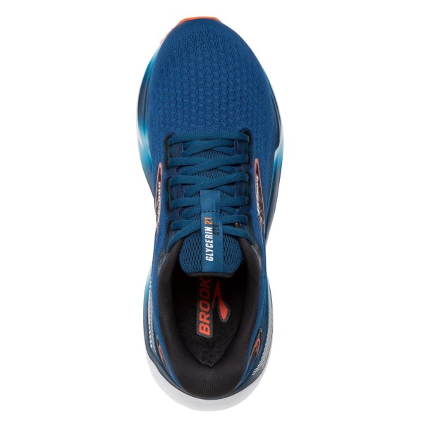 Brooks Glycerin GTS 21 - Mens Running Shoes - Blue Opal/Black/Nasturtium