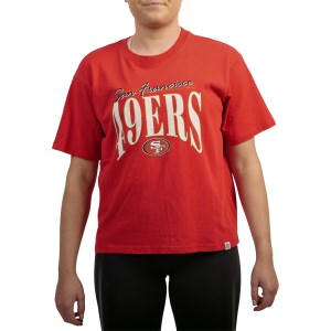 Majestic San Francisco 49ers Vintage Arch Boxy NFL Womens T-Shirt - Faded Crimson
