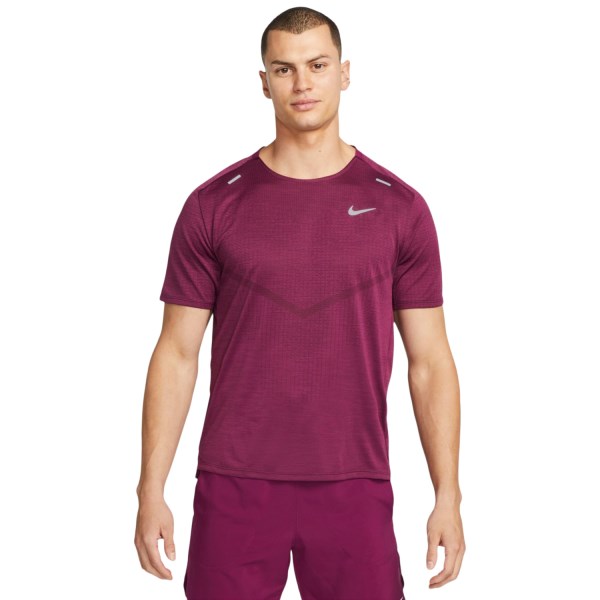 Nike Dri-Fit ADV Techknit Ultra Mens Running Shirt - Burgundy Crush/Sangria/Reflective Silver