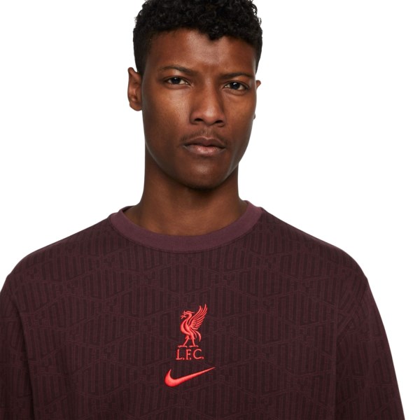 Nike Liverpool FC Club Fleece Mens Sweatshirt - Burgundy Crush/Siren Red
