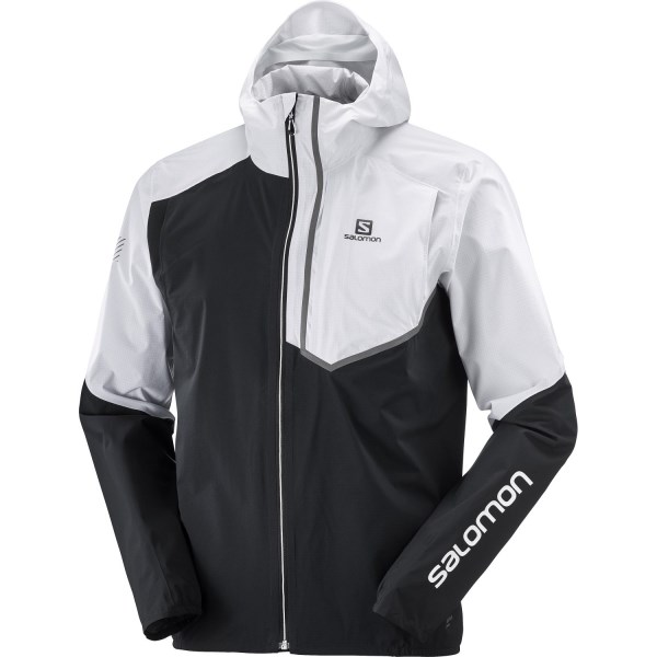 Salomon Bonatti Trail Waterproof Mens Running Jacket - Black/White