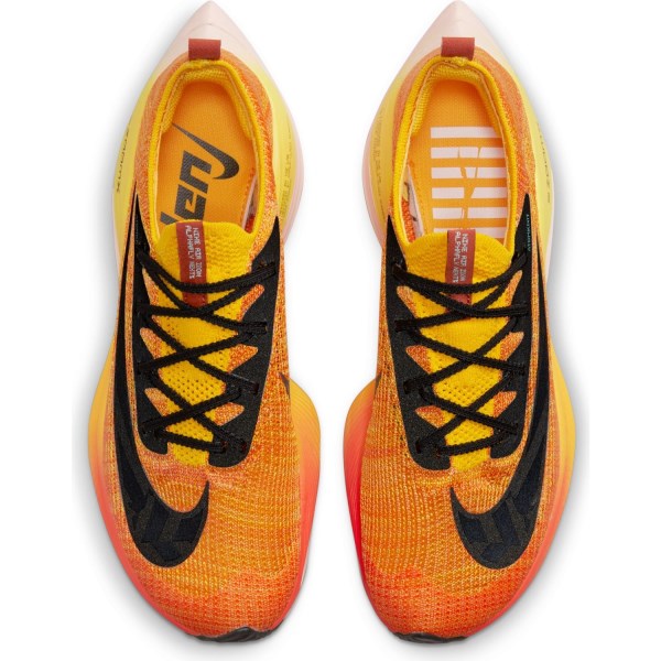 Nike Air Zoom Alphafly NEXT% Flyknit Ekiden - Mens Running Shoes - Amarillo/Black/Magma Orange