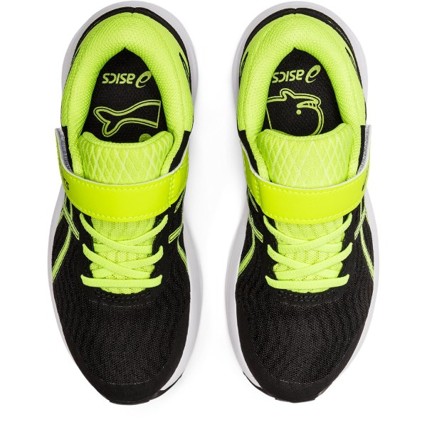 Asics Patriot 12 PS - Kids Running Shoes - Black/Hazard Green
