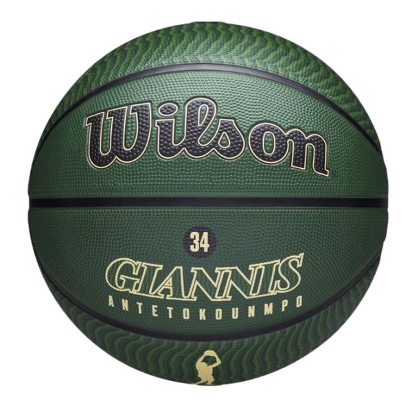 Wilson NBA Player Icon Giannis Outdoor Basketball - Size 7 - Green/Black