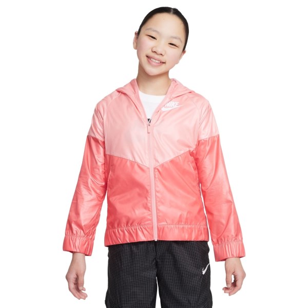 Nike Sportswear Windrunner Kids Girls Jacket - Coral Chalk/Sea Coral/White