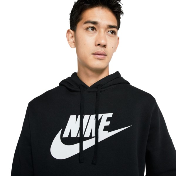 Nike Sportswear Club Fleece Graphic Mens Pullover Hoodie - Triple Black/White
