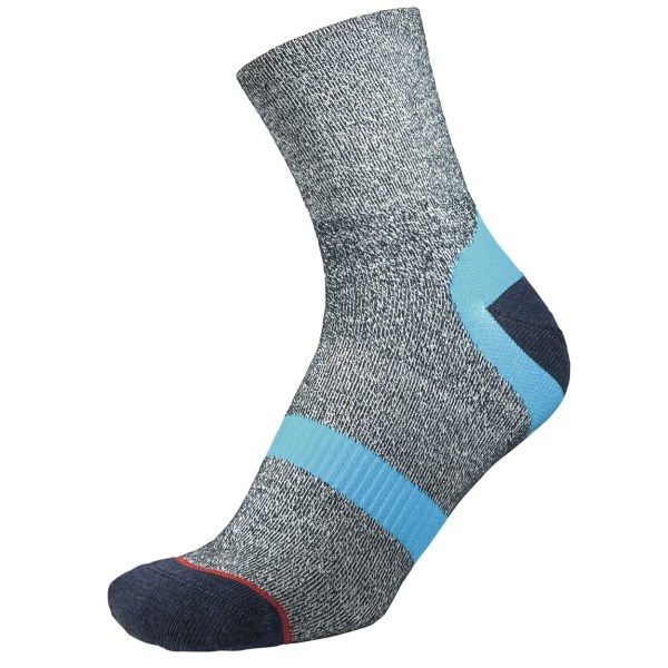 1000 Mile Approach Repreve Mens Sports Socks - Double Layer, Anti Blister - Navy Marl/Kingfisher