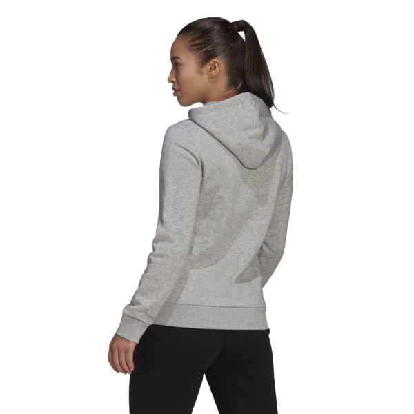 Adidas Essentials Relaxed Logo Womens Hoodie - Medium Grey Heather/White
