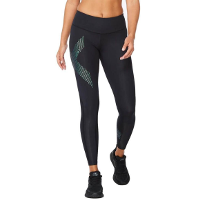 2XU Motion Mid-Rise Womens Full Length Compression Tights - Black/Cloud Blue