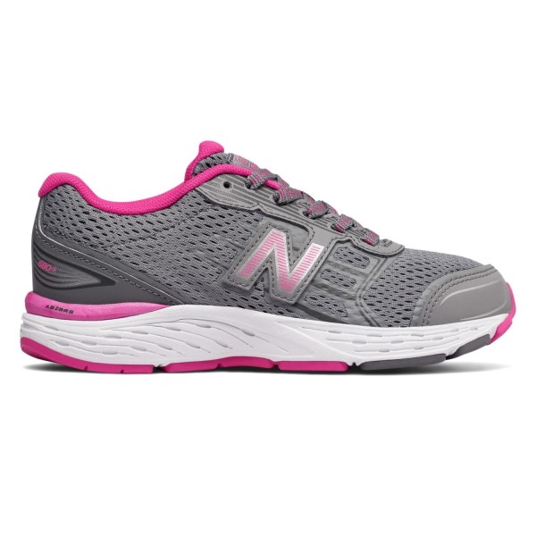 New Balance 680v5 - Kids Running Shoes - Steel/Pink Glo
