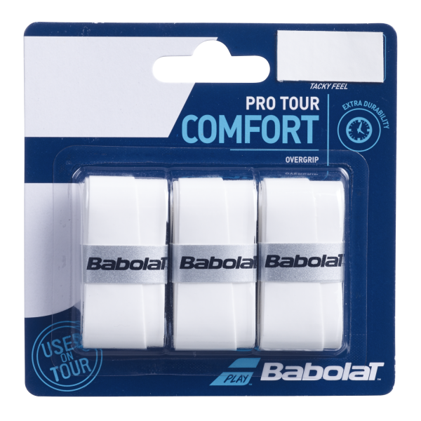 Babolat Pro Tour Tennis Overgrip - 3 Pack - White
