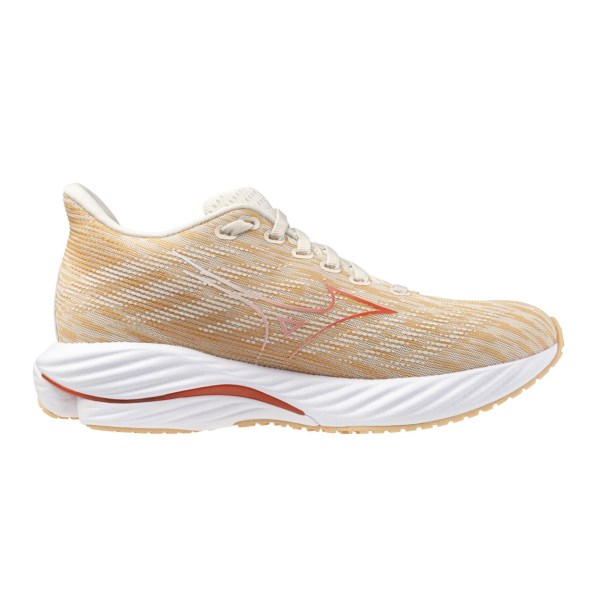 Mizuno Wave Rider 28 - Womens Running Shoes - Pristine/Spicy Orange/Apricot