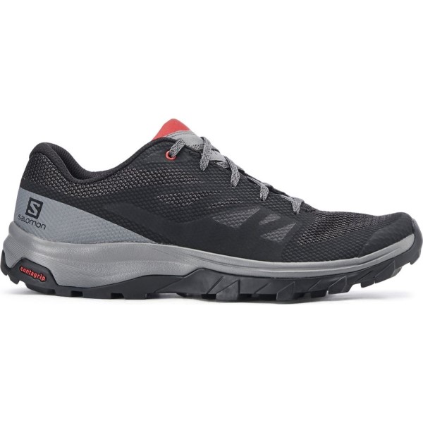 Salomon Outline - Mens Hiking Shoes - Black/Quiet Shade/High Risk Red