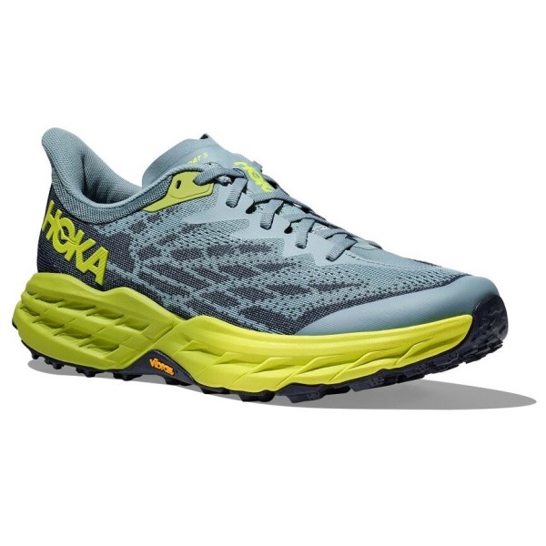 Hoka Speedgoat 5 - Mens Trail Running Shoes - Stone Blue/Dark Citron ...