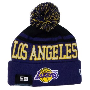 New Era Los Angeles Lakers Pom Knit Basketball Beanie - LA Lakers