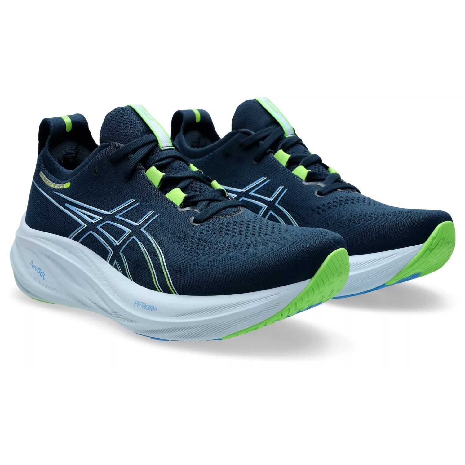 Asics Gel Nimbus 26 - Mens Running Shoes - French Blue/Electric Lime ...