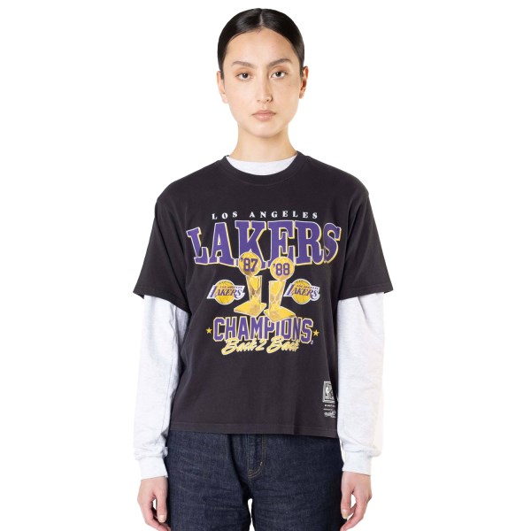 Mitchell & Ness Los Angeles Lakers Vintage Champs Trophy Basketball T-Shirt - Faded Black