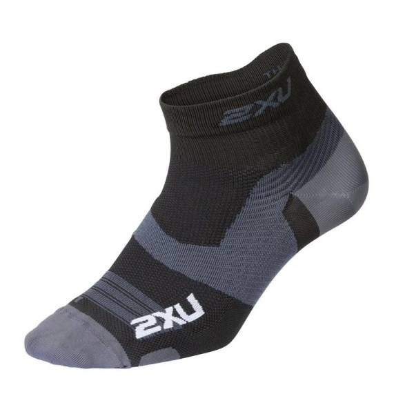 2XU Vectr Ultralight 1/4 Crew - Unisex Running Socks - Black/Titanium