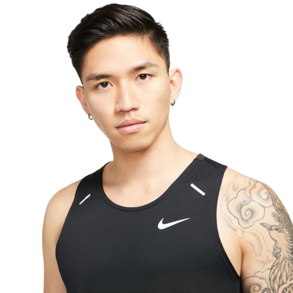Nike Dri-Fit Rise 365 Mens Running Tank - Black/Reflective Silver