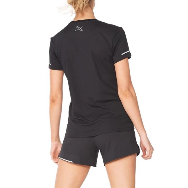 2XU Aero Womens Running T-Shirt - Black/Silver Reflective