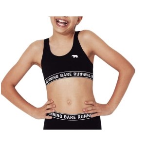 Running Bare Kids Girls Workout Crop Top - Black