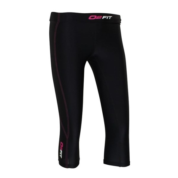 o2fit Womens Compression 3/4 Tights - Black/Pink