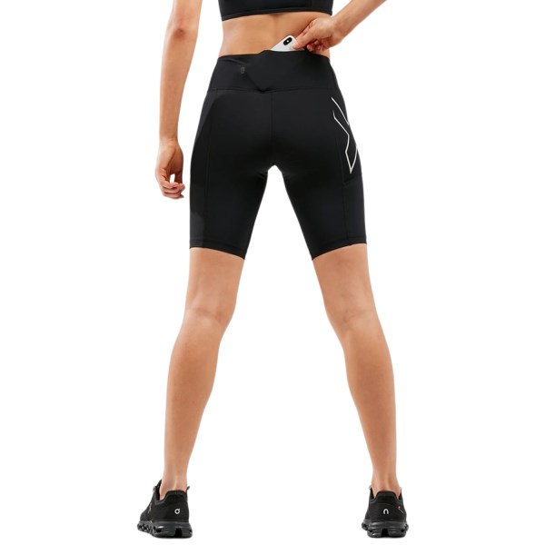 2XU Aero Vent Mid-Rise Womens Compression Shorts - Black/Reflective Silver