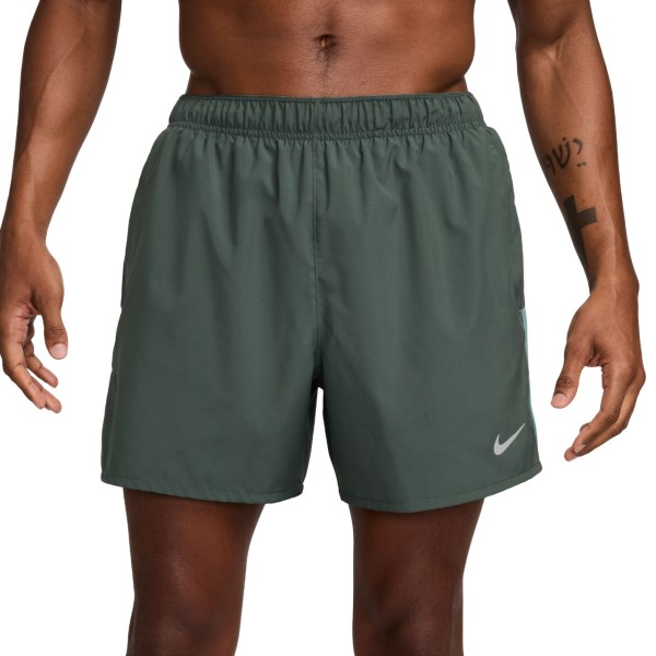 Nike Dri-Fit Challenger 5 Inch Brief-Lined Mens Running Shorts - Vintage Green/Bicoastal/Reflective