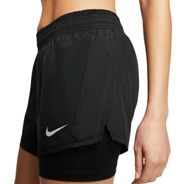 Nike 2-In-1 Womens Running Shorts - Black/Wolf Grey