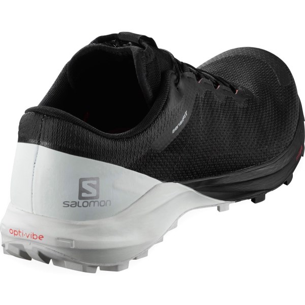 Salomon Sense Pro 4 - Mens Trail Running Shoes - Black/White/Cherry Tomato