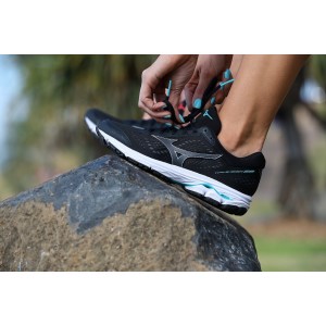 Mizuno Wave Rider 22 - Womens Running Shoes - Black/Blue Curacao