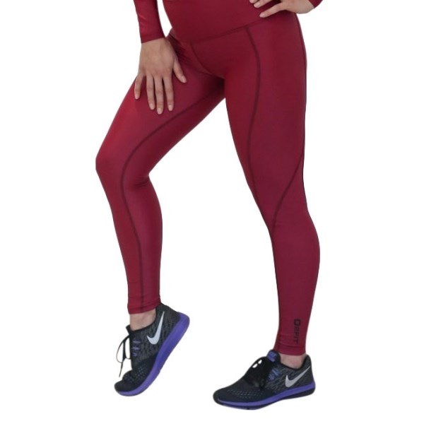 o2fit High Waist Womens Full Length Compression Tights - Wine/Maroon