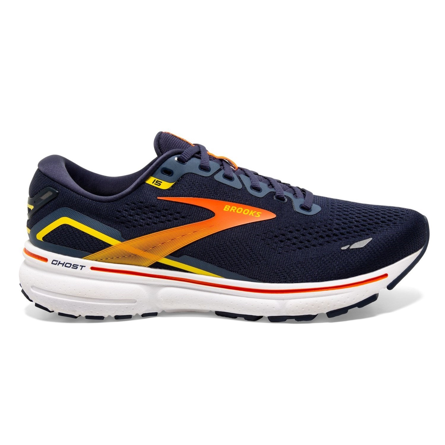 Brooks Ghost 15 - Mens Running Shoes - Peacoat/Red/Yellow | Sportitude