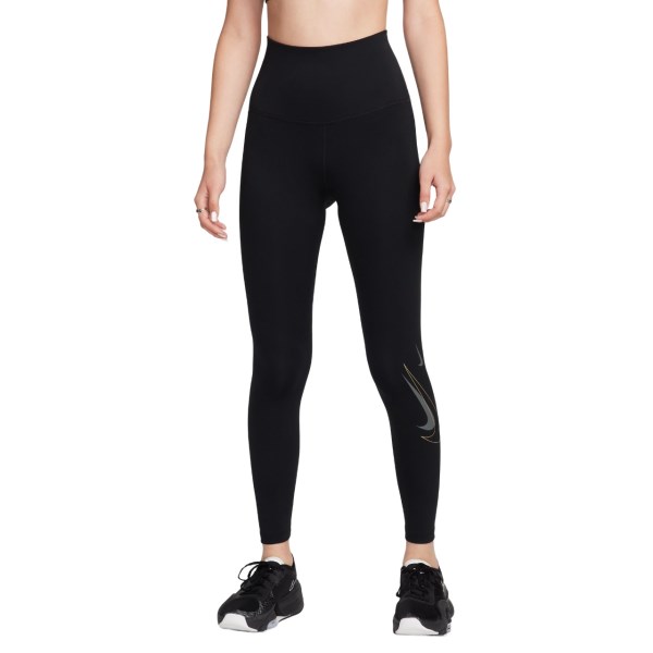 Nike One Dri-Fit High Waisted Womens Running Tights - Black/Metallic Gold