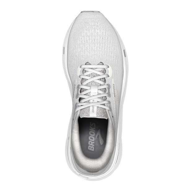 Brooks Ghost Max - Mens Running Shoes - White/Oyster/Metallic Silver