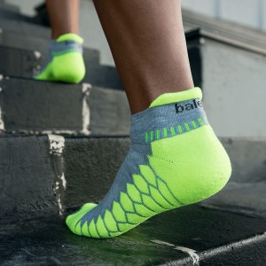 Balega Silver No Show Running Socks - Mid Grey/Neon Lime