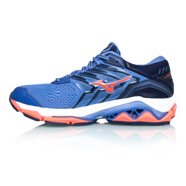 Mizuno Wave Horizon 2 - Womens Running Shoes - Baja Blue/Fiery Coral
