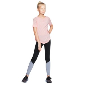 Nike Dri-Fit Trophy Graphic Kids Girls Training T-Shirt - Bleached Coral/White
