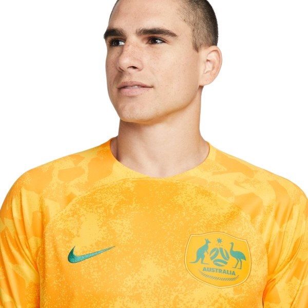 Nike Dri-Fit Australia 2022/23 Stadium Home Mens Soccer Jersey - Tour Yellow/University Gold/Green