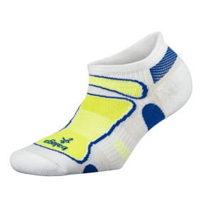 Balega Ultra Light No Show Unisex Running Socks - White/Neon Yellow/Royal Blue