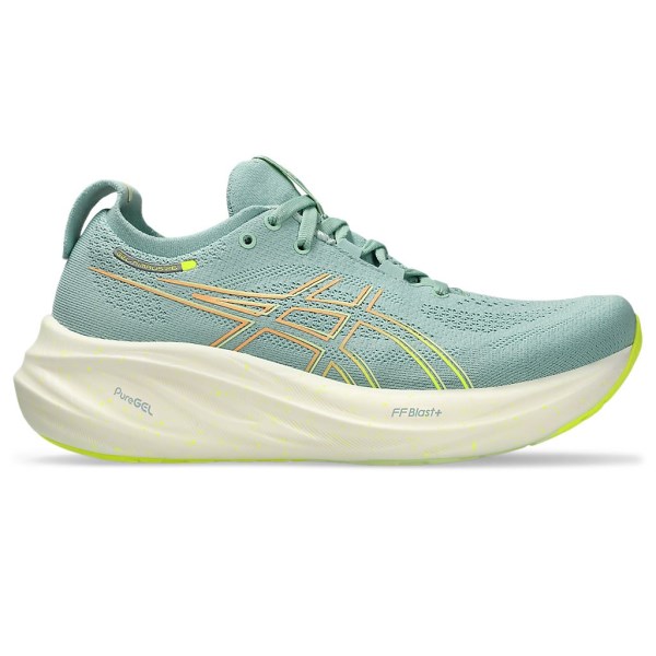 Asics Gel Nimbus 26 - Womens Running Shoes - Light Celadon/Safety Yellow