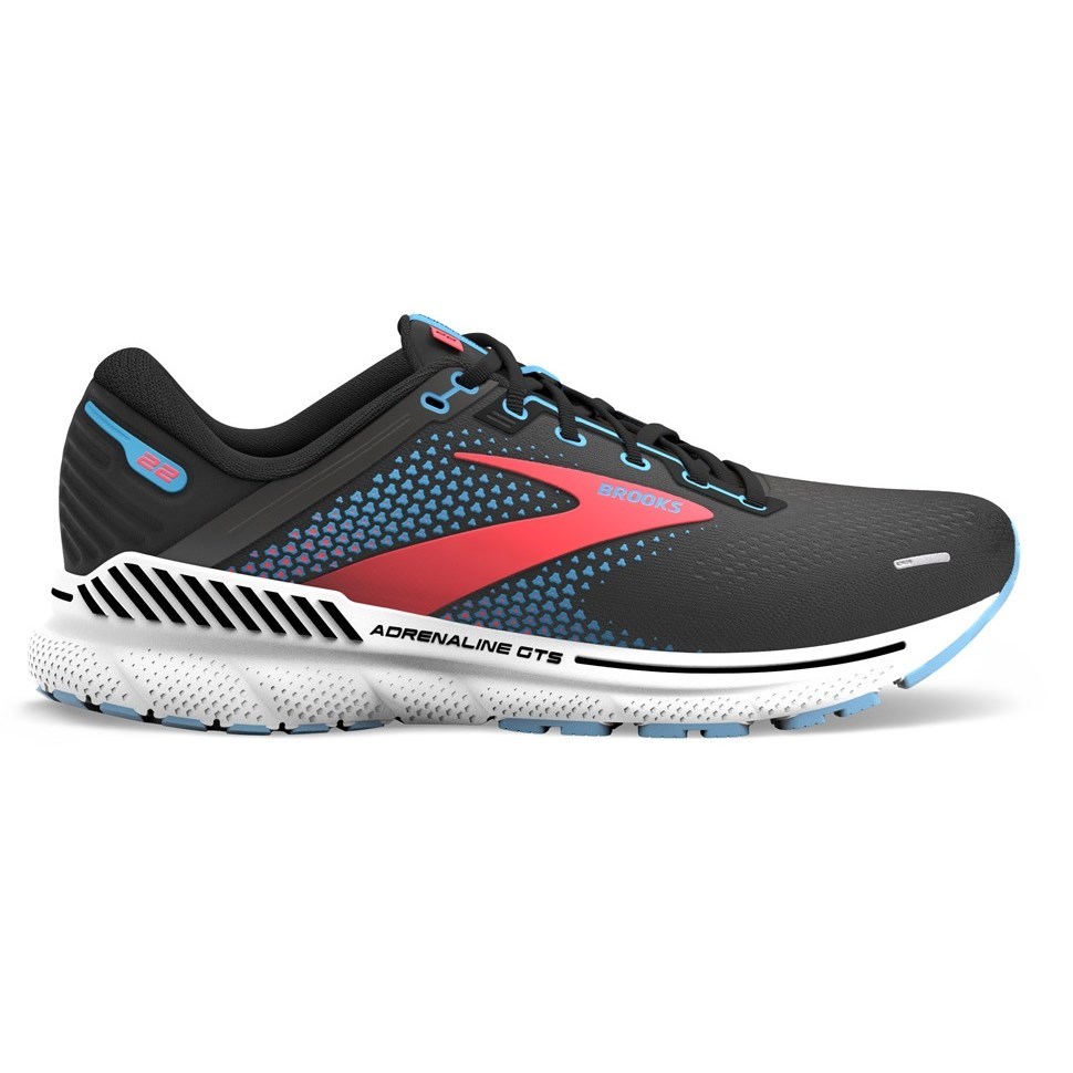 Brooks Adrenaline GTS 22 - Womens Running Shoes - Black/Lake Blue/Coral ...
