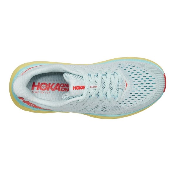 Hoka Clifton 7 - Womens Running Shoes - Morning Mist/Hot Coral