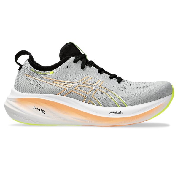 Asics Gel Nimbus 26 - Mens Running Shoes - Piedmont Grey/Safety Yellow