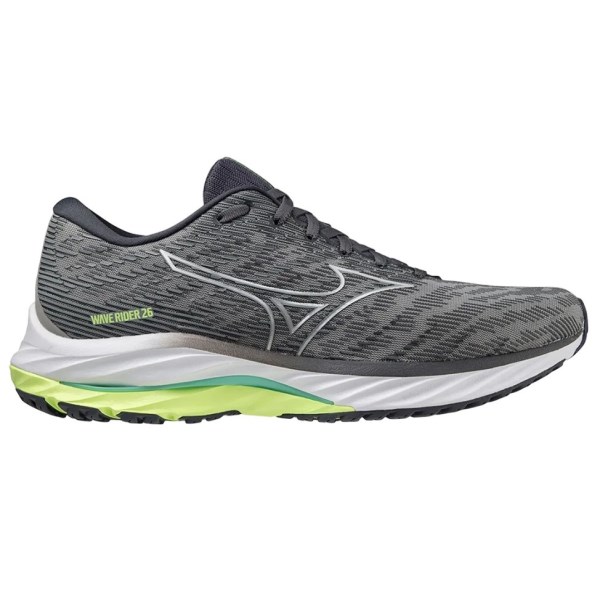 Mizuno Wave Rider 26 - Mens Running Shoes - Ultimate Grey/Silver/Neo Lime