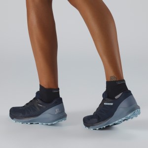 Salomon Sense Ride 3 - Womens Trail Running Shoes - Navy/Flint Stone/Angel Falls